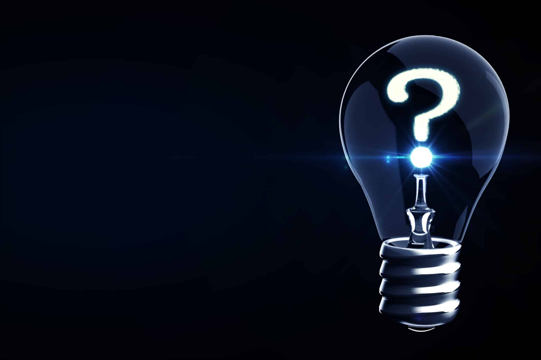 A lightbulb with a question mark inside, representing curiosity or the idea of seeking answers about Surge Protection.
