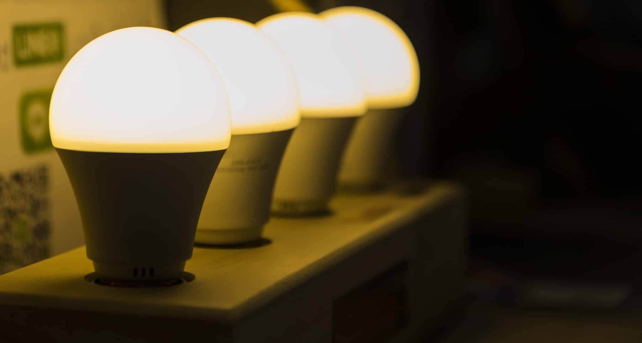 Row of dimmable LED lighting, known for energy-saving benefits.