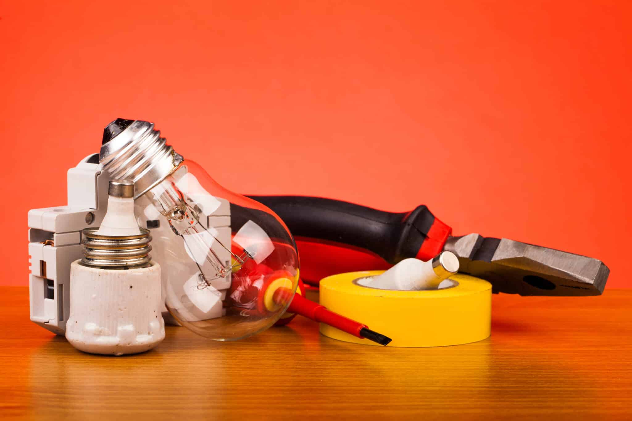 Composition of electrician's tools, emphasizing electrical considerations.